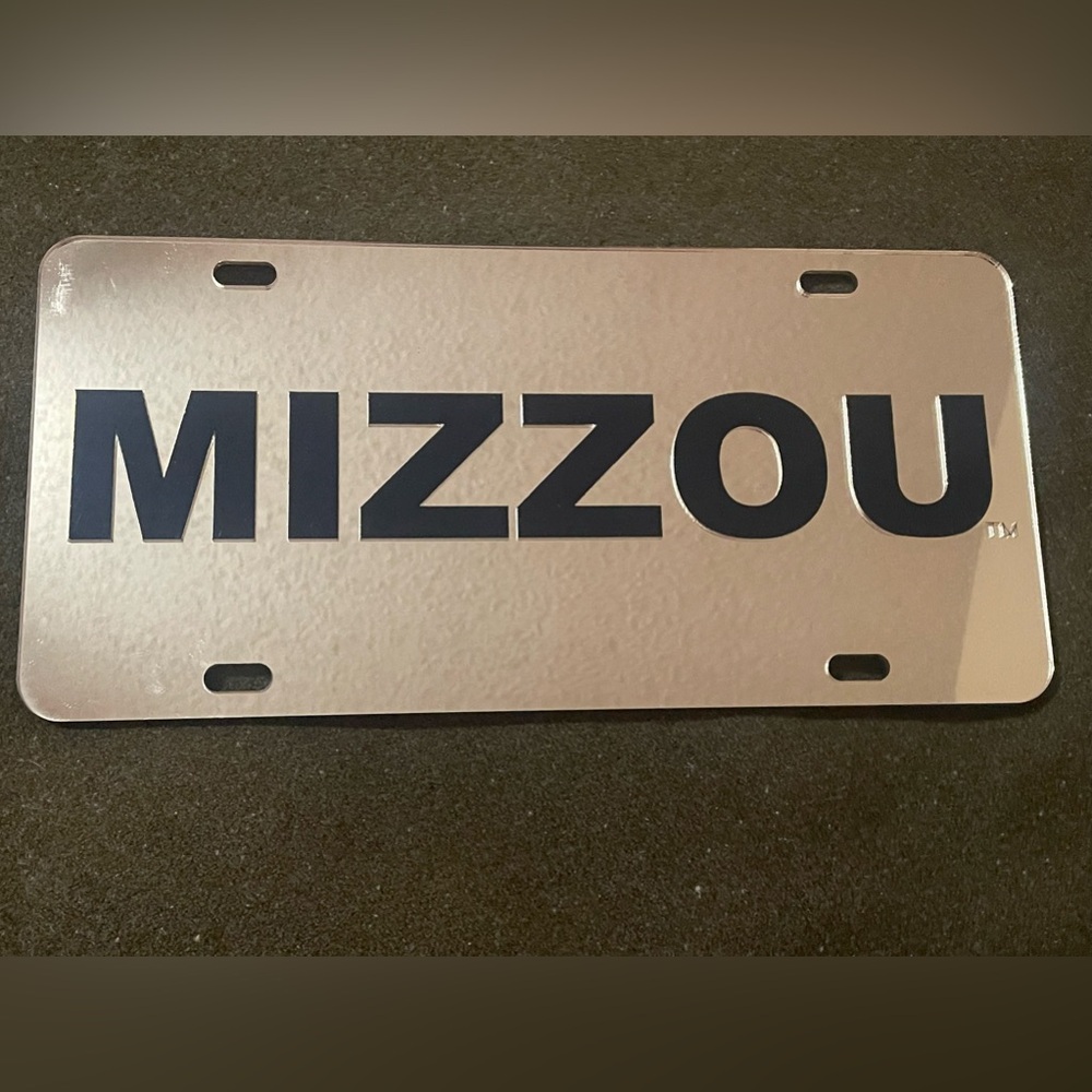 Missouri Tigers MIZZOU Mirrored License Plate w/Raised Lettering NEW